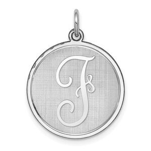 Sterling Silver, Makayla Collection, 20mm Disc Initial F Pendant